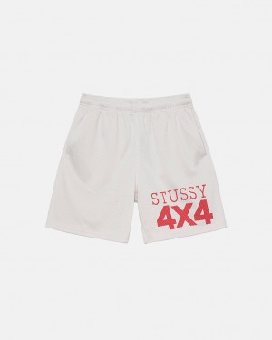 Men's Stussy 4X4 Mesh Shorts Beige Dubai | UAE TBQ-5531