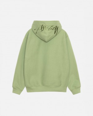 Men's Stussy Back Hood Applique Hood Sweatshirts Green Dubai | UAE TEX-9911