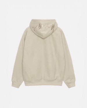 Men's Stussy Back Hood Applique Hood Sweatshirts Khaki Dubai | UAE VSA-4650