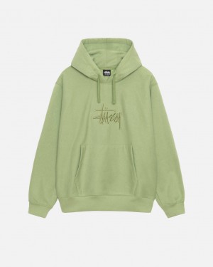 Men's Stussy Basic Applique Hood Sweatshirts Green Dubai | UAE KVR-5811