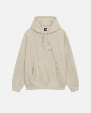 Men's Stussy Basic Applique Hood Sweatshirts Khaki Dubai | UAE VCD-9659