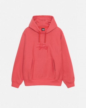 Men's Stussy Basic Applique Hood Sweatshirts Red Dubai | UAE THT-6651