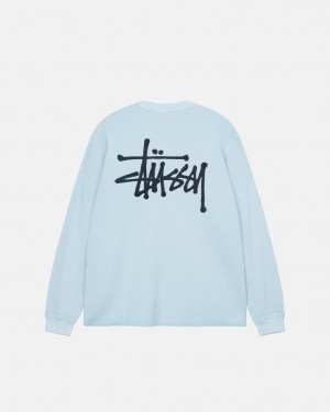 Men's Stussy Basic Stock Ls Thermal Tops Light Blue Dubai | UAE YUM-8723