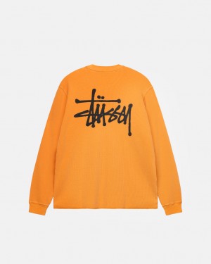 Men's Stussy Basic Stock Ls Thermal Tops Orange Dubai | UAE PBO-9152