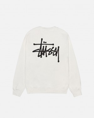 Men's Stussy Basic Stüssy Pigment Dyed Crew Sweatshirts Beige Dubai | UAE CYA-2537