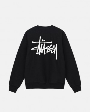 Men's Stussy Basic Stussy Crew Sweatshirts Black Dubai | UAE MRG-7143