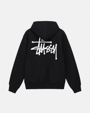 Men's Stussy Basic Stussy Hoodie Black Dubai | UAE HNK-8984