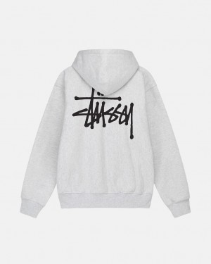 Men's Stussy Basic Stussy Hoodie Grey Dubai | UAE IAM-1348