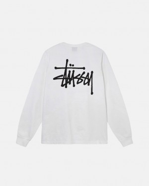 Men's Stussy Basic Stussy Ls Tees White Dubai | UAE OOK-4943