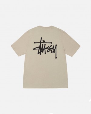 Men's Stussy Basic Stussy Tees Khaki Dubai | UAE ANT-5785