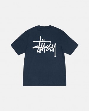 Men's Stussy Basic Stussy Tees Navy Dubai | UAE SUW-0169