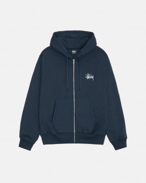 Men's Stussy Basic Stussy Zip Hoodie Navy Dubai | UAE LCW-7340