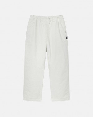 Men's Stussy Beach Pant Brushed Cotton Pants Beige Dubai | UAE YFG-6410