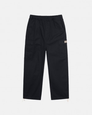 Men's Stussy Beach Pant Ripstop Cargo Pants Black Dubai | UAE MUV-1412