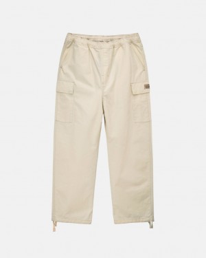 Men's Stussy Beach Pant Ripstop Cargo Pants Cream Dubai | UAE EIM-3271