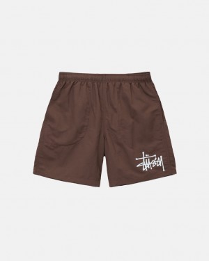 Men's Stussy Big Basic Water Short Swimwear Coffee Dubai | UAE THL-0128