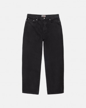 Men's Stussy Big Ol' Jean Washed Canvas Denim Black Dubai | UAE SOB-1117