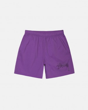 Men's Stussy Big Stock Nylon Shorts Purple Dubai | UAE SPG-6582