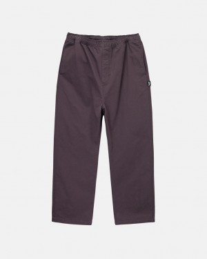 Men's Stussy Brushed Beach Pants Burgundy Dubai | UAE KZA-2763