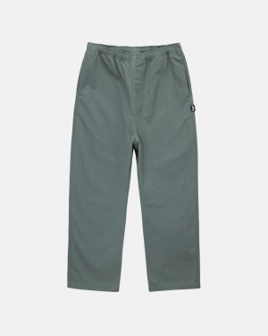 Men's Stussy Brushed Beach Pants Green Dubai | UAE CVN-5219