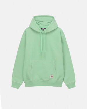 Men's Stussy Contrast Stitch Label Hood Sweatshirts Green Dubai | UAE HHG-6206