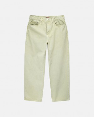 Men's Stussy Double Dye Big 'Ol Jeans Pants Cream Dubai | UAE JTV-1643