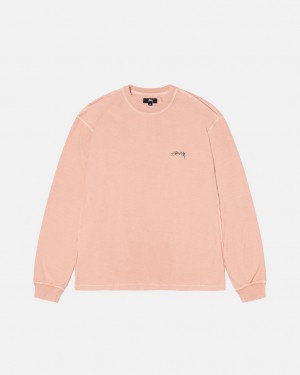 Men's Stussy Lazy Ls Tees Light Pink Dubai | UAE EFZ-8587