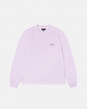 Men's Stussy Lazy Ls Tees Purple Dubai | UAE AMW-6879