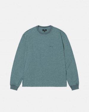 Men's Stussy Lazy Ls Tees Turquoise Dubai | UAE OHE-3595