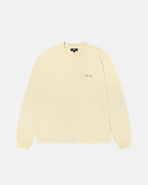 Men's Stussy Lazy Ls Tees Yellow Dubai | UAE PMX-8379