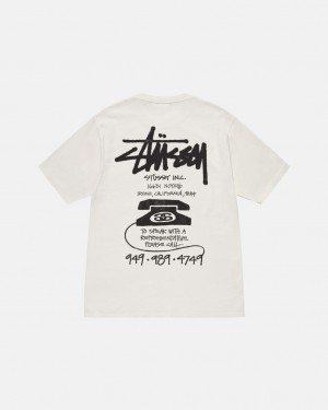 Men's Stussy Old Phone Tee Pigment Dyed Tees Beige Dubai | UAE ZKN-1579