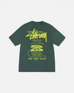 Men's Stussy Old Phone Tee Pigment Dyed Tees Green Dubai | UAE ASP-4394