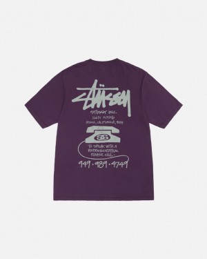 Men's Stussy Old Phone Tee Pigment Dyed Tees Purple Dubai | UAE PYC-6226