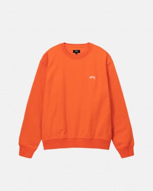 Men's Stussy Overdyed Stock Logo Crew Sweatshirts Orange Dubai | UAE GII-2756