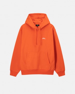 Men's Stussy Overdyed Stock Logo Hoodie Orange Dubai | UAE AOV-2116