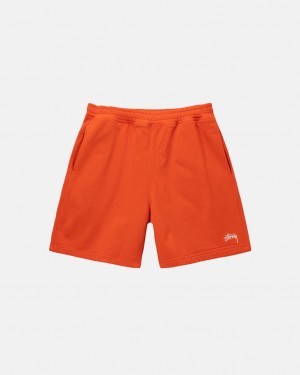 Men's Stussy Overdyed Stock Logo Short Sweatshirts Orange Dubai | UAE JHT-2474