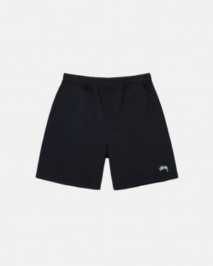 Men's Stussy Overdyed Stock Logo Sweat Shorts Black Dubai | UAE ARL-0457