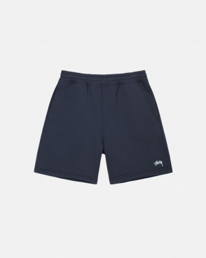 Men's Stussy Overdyed Stock Logo Sweat Shorts Navy Dubai | UAE TZU-7236