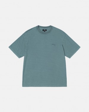 Men's Stussy Pig. Dyed Inside Out Crew Tees Turquoise Dubai | UAE YKK-2205