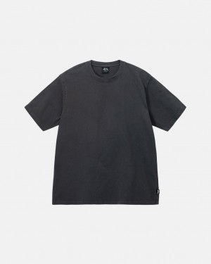 Men's Stussy Pigment Dyed Crew Tops Black Dubai | UAE DNZ-3454