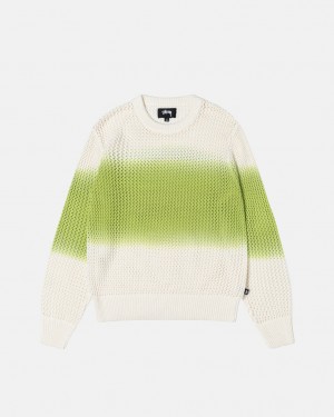 Men's Stussy Pigment Dyed Loose Gauge Knit Sweaters Dark Green Dubai | UAE LTA-4612