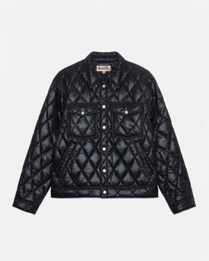 Men's Stussy Ranch Jacket Quilted Nylon Jackets Black Dubai | UAE KQL-9292