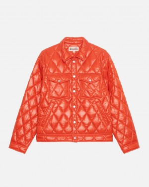 Men's Stussy Ranch Jacket Quilted Nylon Jackets Red Dubai | UAE RXY-3803