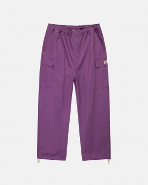 Men's Stussy Ripstop Cargo Beach Pants Purple Dubai | UAE HTL-6892