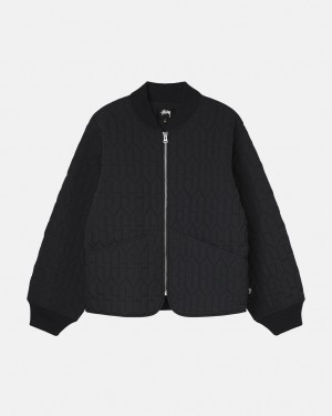 Men's Stussy S Quilted Liner Jackets Black Dubai | UAE EDX-8716