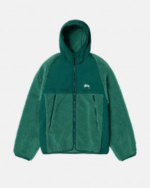 Men's Stussy Sherpa Paneled Hooded Jackets Turquoise Dubai | UAE MOV-1445