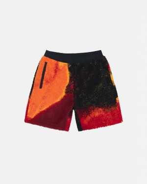 Men's Stussy Sherpa Shorts Black / Red Dubai | UAE WQL-9206