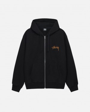 Men's Stussy Skate Tough Zip Hoodie Black Dubai | UAE EQE-7382