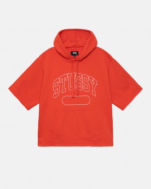 Men's Stussy Ss Boxy Cropped Hoodie Deep Orange Dubai | UAE ARY-8665