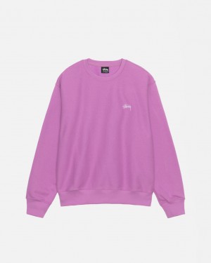 Men's Stussy Stock Logo Crew Sweatshirts Purple Dubai | UAE HHZ-3036